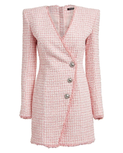 Shop Balmain Tailored Bouclé Tweed Dress In Pink