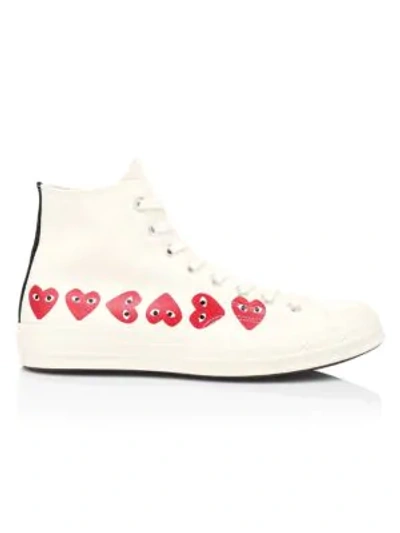 Shop Comme Des Garçons Play Multi Heart High-top Sneakers In Off White