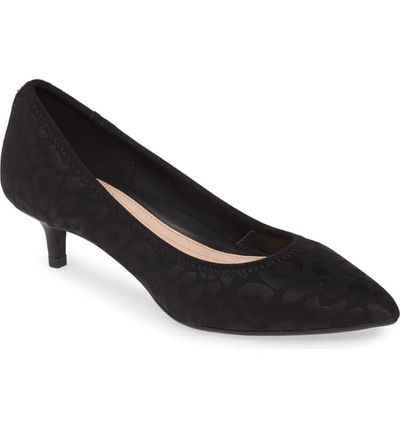 Shop Taryn Rose Nicki Pointed Toe Kitten Heel Pump In Black/ Black Fabric
