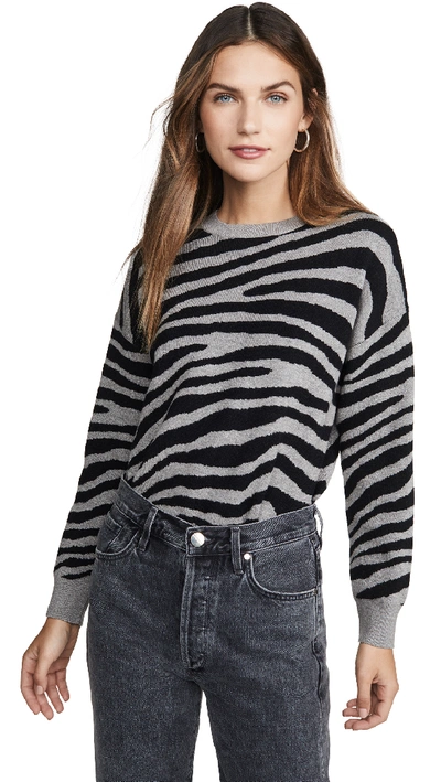 Shop Joa Zebra Stripe Sweater In Grey Multi