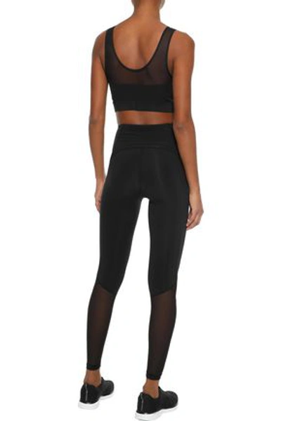 Shop Iris & Ink Mesh-paneled Stretch Leggings In Black