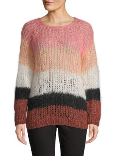 Shop Maiami Mohair Multicolored Stripe Sweater In Coral
