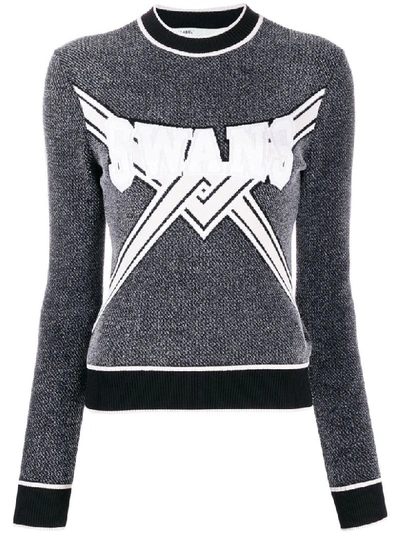 Shop Off-white Knit Swans Crewneck In Black Off White
