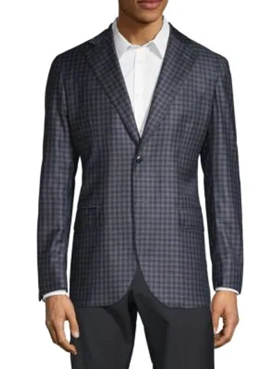 Shop Lubiam Check Sport Jacket In Turquoise