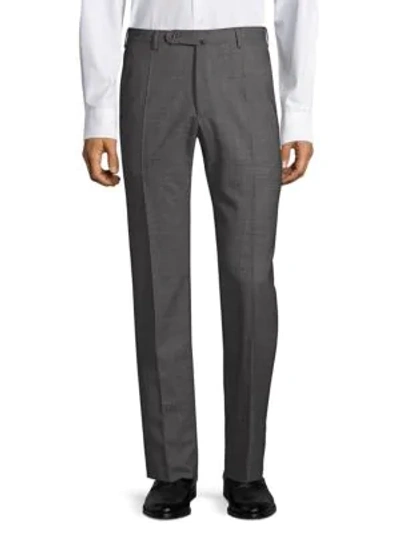Shop Incotex Benson Straight-leg Wool Trousers In Grey