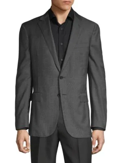 Shop Ralph Lauren Nigel Windowpane Wool Blazer In Grey