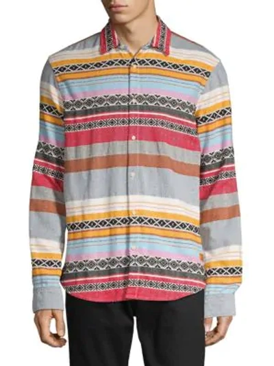 Shop Scotch & Soda Mixed-stripe Spread-collar Shirt In Combo