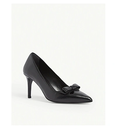 Shop Claudie Pierlot Bow Leather Heeled Courts In Black