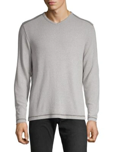 Shop Tommy Bahama Long-sleeve V-neck Top In Light Grey