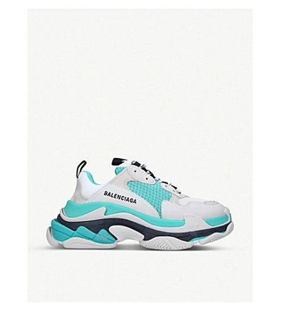 Shop Balenciaga Triple S Leather And Mesh Trainers In White/comb