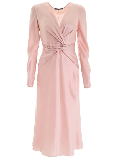 Shop Alberta Ferretti Draped Dress In Pink (pink)