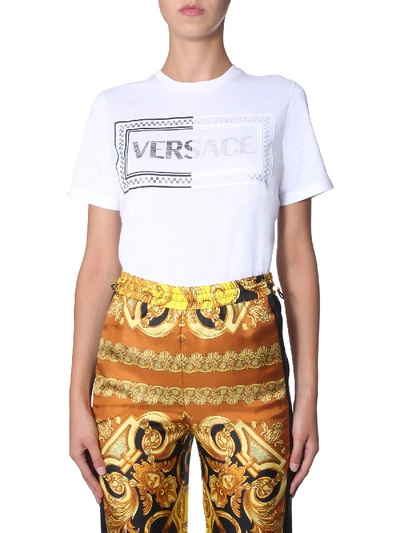 Shop Versace Round Neck T-shirt In White