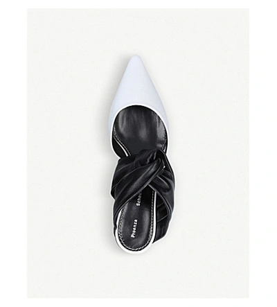 Shop Proenza Schouler Knotted Leather And Suede Heeled Mules In Blk/other