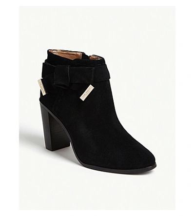 Shop Ted Baker Anaedi Bow Detail Suede Ankle Boots In Black