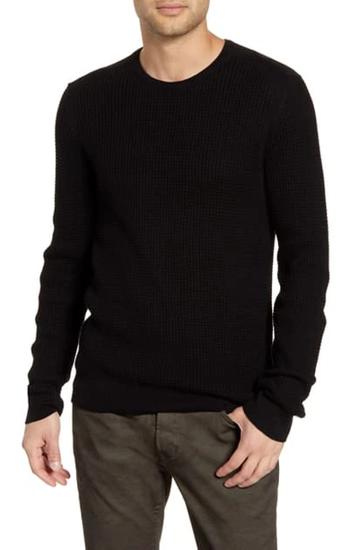 Shop John Varvatos Davidson Regular Fit Cotton Crewneck Sweater In Black