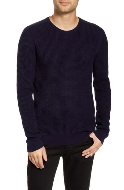 Shop John Varvatos Davidson Regular Fit Cotton Crewneck Sweater In Ink Blue