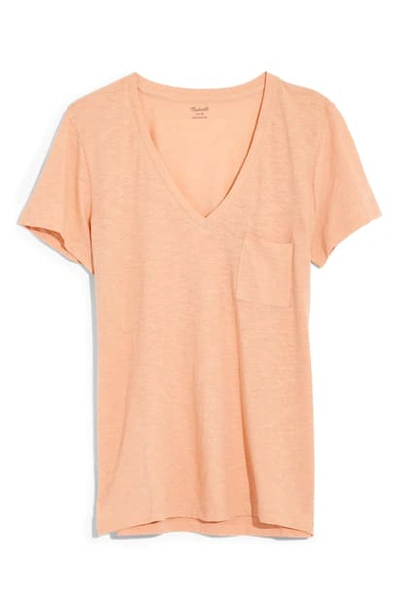 Shop Madewell Whisper Cotton V-neck Pocket Tee In Muted Shell