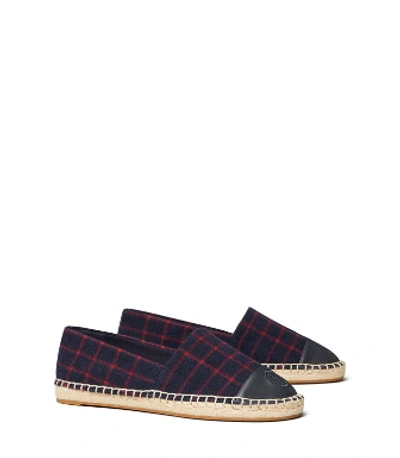 Shop Tory Burch Color-block Wool Espadrille In Checked Wool/tory Navy