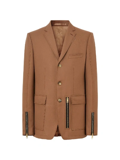 Shop Burberry Zip Detail Jacket In Brown