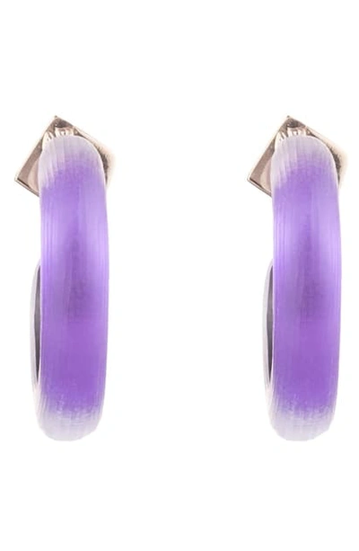 Shop Alexis Bittar Small Thin Hoop Earrings In Violet