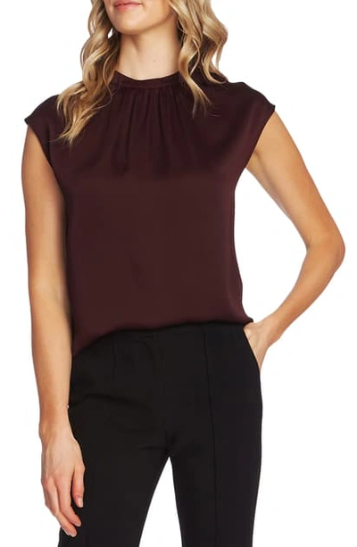 Shop Vince Camuto Pleated Neck Blouse In Port