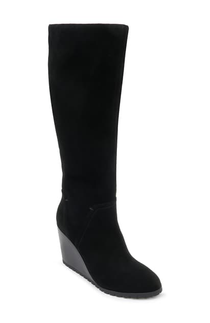 tall black suede boots with heel