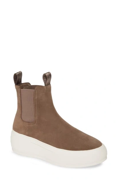 Shop Jslides Cora Chelsea Sneaker In Taupe Suede