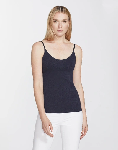 Shop Lafayette 148 Plus-size Mesh Jersey Camisole In Ink
