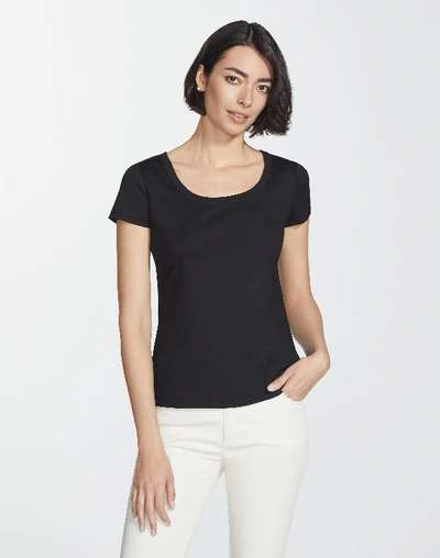 Shop Lafayette 148 Plus-size Cotton Rib Scoop Neck Tshirt In Black