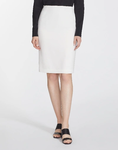 Shop Lafayette 148 Plus-size Finesse Crepe Modern Slim Skirt In Cloud
