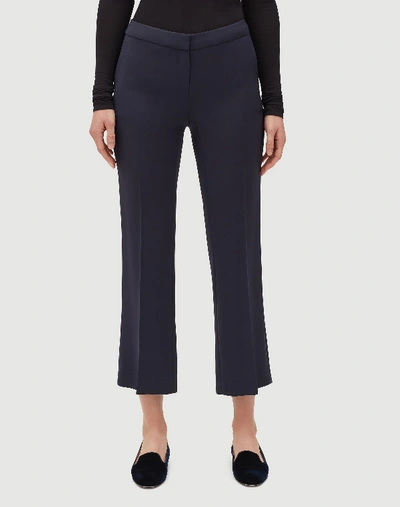 Shop Lafayette 148 Plus-size Finesse Crepe Cropped Flare Manhattan Pant In Ink