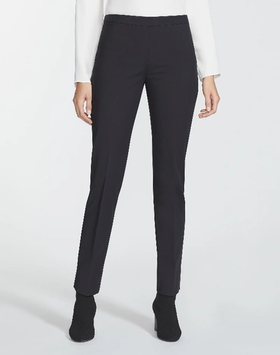 Shop Lafayette 148 Plus-size Fundamental Bi-stretch Front Zip Ankle Length Pant In Black