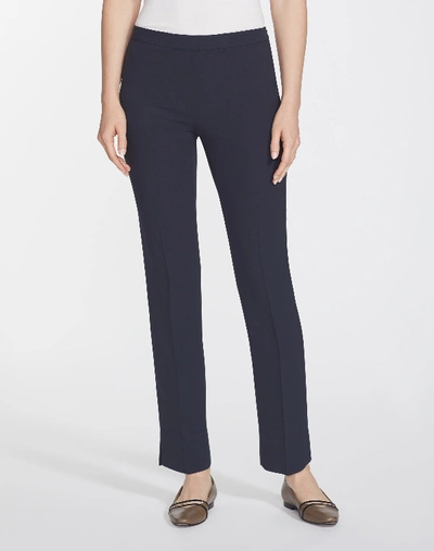 Shop Lafayette 148 Plus-size Finesse Crepe Front Zip Ankle Length Pant In Ink