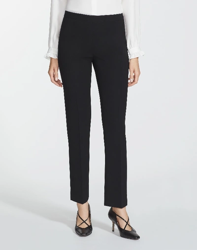 Shop Lafayette 148 Plus-size Finesse Crepe Front Zip Ankle Length Pant In Black