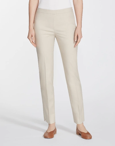 Shop Lafayette 148 Plus-size Metropolitan Stretch Front Zip Ankle Length Pant In Khaki