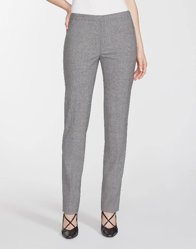 Shop Lafayette 148 Plus-size Italian Stretch Wool Front Zip Ankle Length Pant In Nickel