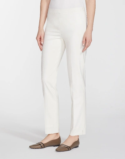 Shop Lafayette 148 Plus-size Italian Stretch Wool Front Zip Ankle Length Pant In Ivory