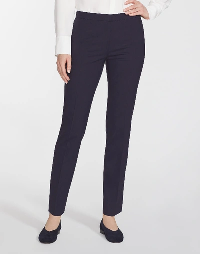 Shop Lafayette 148 Plus-size Italian Stretch Wool Front Zip Ankle Length Pant In Ink