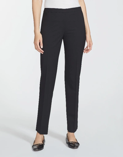 Shop Lafayette 148 Plus-size Italian Stretch Wool Front Zip Ankle Length Pant In Black