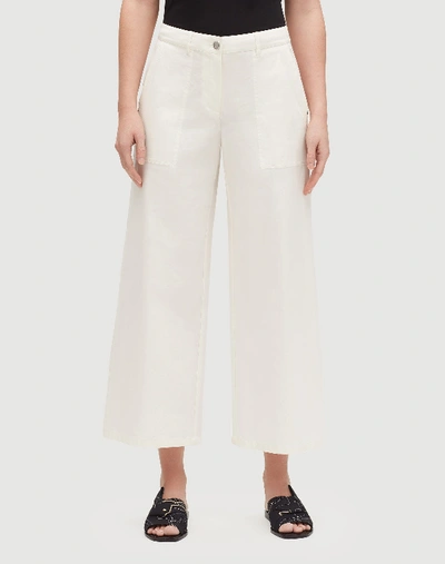 Shop Lafayette 148 Plus-size Italian Bi-stretch Pima Cotton Cropped Fulton Wide-leg Pant In White