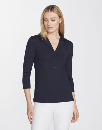 Shop Lafayette 148 Swiss Cotton Rib Magda Top In Ink
