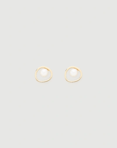 Shop Lafayette 148 Freshwater Pearl Circle Stud Earrings In Gold