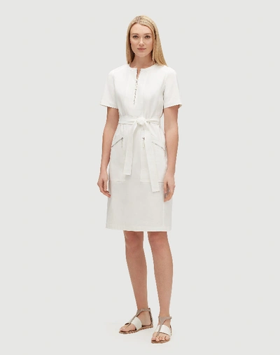 Shop Lafayette 148 Plus-size Fundamental Bi-stretch Elizabella Dress In White
