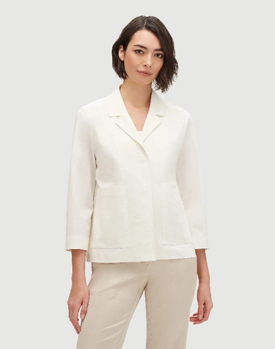 Shop Lafayette 148 Plus-size Italian Bi-stretch Pima Cotton Layken Jacket In White