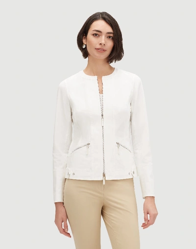 Shop Lafayette 148 Petite Glove Lambskin Cairo Jacket In White