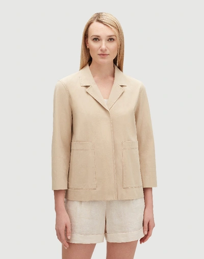 Shop Lafayette 148 Plus-size Italian Bi-stretch Pima Cotton Layken Jacket In Sahara