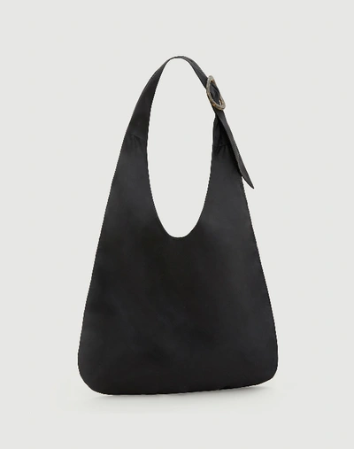 Shop Lafayette 148 Slouchy Nylon Hobo Bag In Black