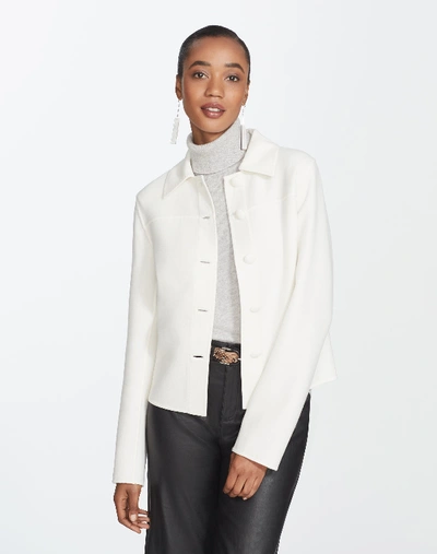 Shop Lafayette 148 Nouveau Crepe Tomasa Jacket In Cloud