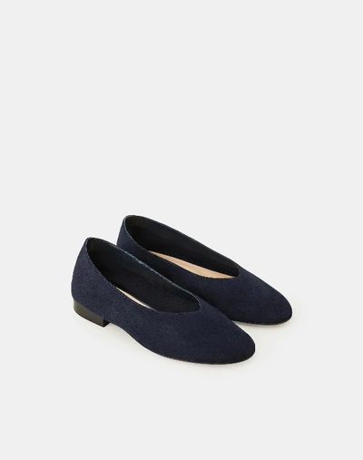 Shop Lafayette 148 Suede Jemma Ballet Flat In Ink