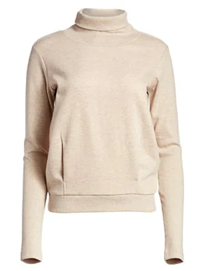 Shop Alo Yoga Clarity Long-sleeve Turtleneck Sweater In Putty Heather